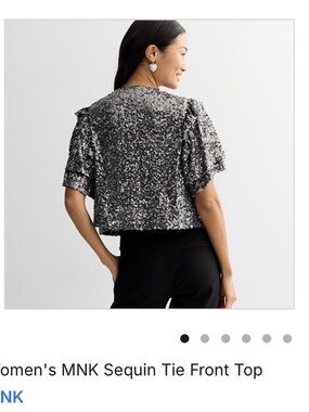 Silver Sequin Tie-Front Crop Top by MNK